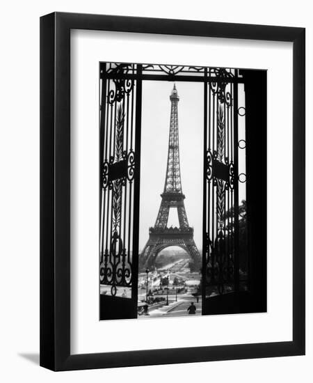 1920s Eiffel Tower Built 1889 Seen from Trocadero Wrought Iron Doors Paris,, France-null-Framed Premium Photographic Print