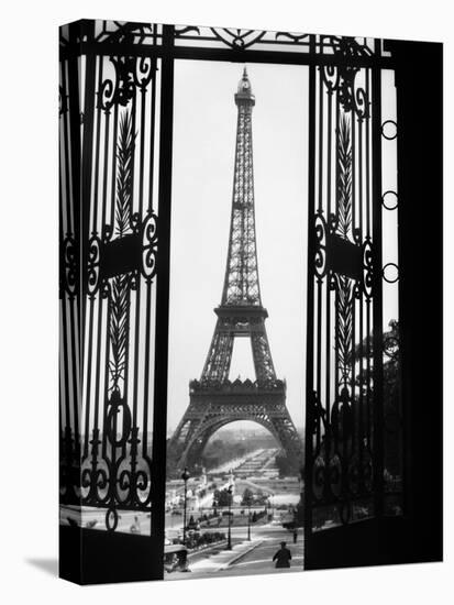 1920s Eiffel Tower Built 1889 Seen from Trocadero Wrought Iron Doors Paris,, France-null-Stretched Canvas