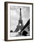 1920s Eiffel Tower with People Walking Up Stairs and Standing on Bridge in Foreground-null-Framed Photographic Print