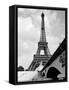 1920s Eiffel Tower with People Walking Up Stairs and Standing on Bridge in Foreground-null-Framed Stretched Canvas