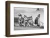 1920s FOUR NATIVE AMERICAN STONEY SIOUX INDIAN MEN ASSEMBLED BESIDE TEPEE WEARING FULL EAGLE FEA...-H. Armstrong Roberts-Framed Photographic Print