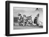 1920s FOUR NATIVE AMERICAN STONEY SIOUX INDIAN MEN ASSEMBLED BESIDE TEPEE WEARING FULL EAGLE FEA...-H. Armstrong Roberts-Framed Photographic Print