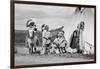 1920s FOUR NATIVE AMERICAN STONEY SIOUX INDIAN MEN ASSEMBLED BESIDE TEPEE WEARING FULL EAGLE FEA...-H. Armstrong Roberts-Framed Photographic Print