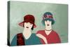 1920s Ladies in Burgundy 2015-Susan Adams-Stretched Canvas