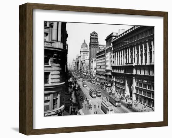 1920s Market Street Looking Toward the Ferry Building Track for Cable Cars San Francisco-null-Framed Premium Photographic Print