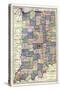 1922, Indiana State Map, Indiana, United States-null-Stretched Canvas