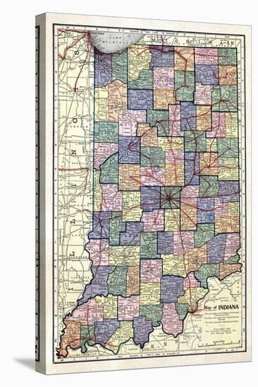 1922, Indiana State Map, Indiana, United States-null-Stretched Canvas