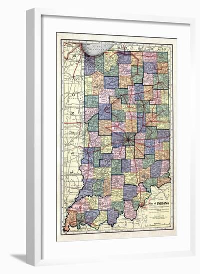 1922, Indiana State Map, Indiana, United States-null-Framed Giclee Print