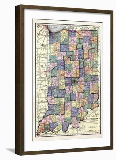 1922, Indiana State Map, Indiana, United States-null-Framed Giclee Print