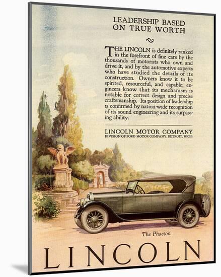 1924 Lincoln - Leadership-null-Mounted Art Print