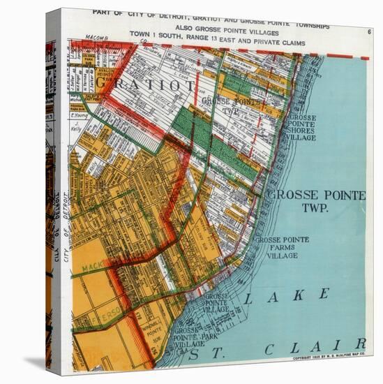 1925, Grosse Point Township, Gratiot Township, Detroit 3, Lake St. Clair, Michigan, United Sta-null-Stretched Canvas