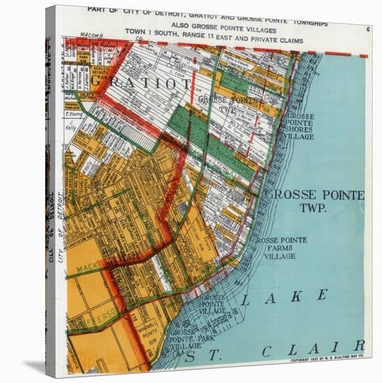 1925, Grosse Point Township, Gratiot Township, Detroit 3, Lake St. Clair, Michigan, United Sta-null-Stretched Canvas