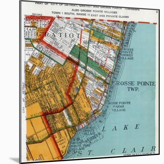 1925, Grosse Point Township, Gratiot Township, Detroit 3, Lake St. Clair, Michigan, United Sta-null-Mounted Giclee Print