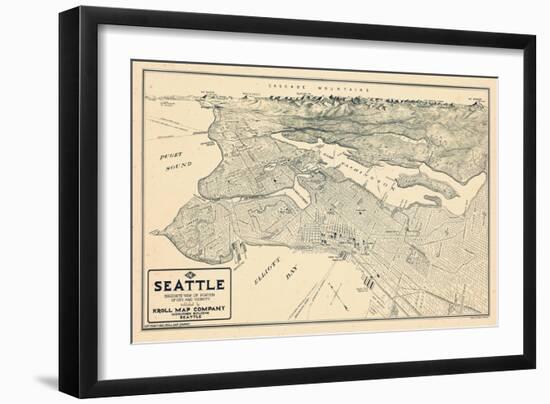 1925, Seattle Bird's Eye View, Washington, United States-null-Framed Giclee Print