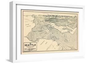 1925, Seattle Bird's Eye View, Washington, United States-null-Framed Giclee Print