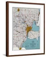 1925, Southeastern Michigan Road Map, Michigan, United States-null-Framed Giclee Print