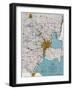 1925, Southeastern Michigan Road Map, Michigan, United States-null-Framed Giclee Print