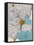1925, Southeastern Michigan Road Map, Michigan, United States-null-Framed Stretched Canvas