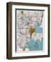1925, Southeastern Michigan Road Map, Michigan, United States-null-Framed Giclee Print