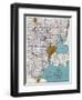 1925, Southeastern Michigan Road Map, Michigan, United States-null-Framed Giclee Print