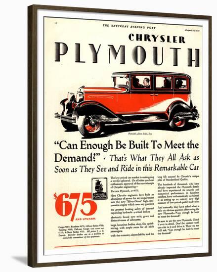 1928 Chrysler Plymouth Sedan-null-Framed Premium Giclee Print