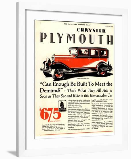 1928 Chrysler Plymouth Sedan-null-Framed Art Print