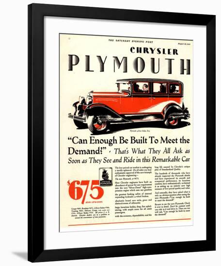 1928 Chrysler Plymouth Sedan-null-Framed Art Print