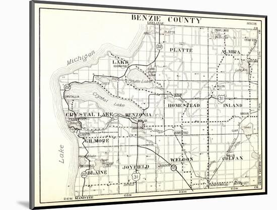 1930, Benzie County, Crystal Lake, Platte, Almira, Homestead, Inland, Gilmore, Blaine, Joyfield, We-null-Mounted Giclee Print