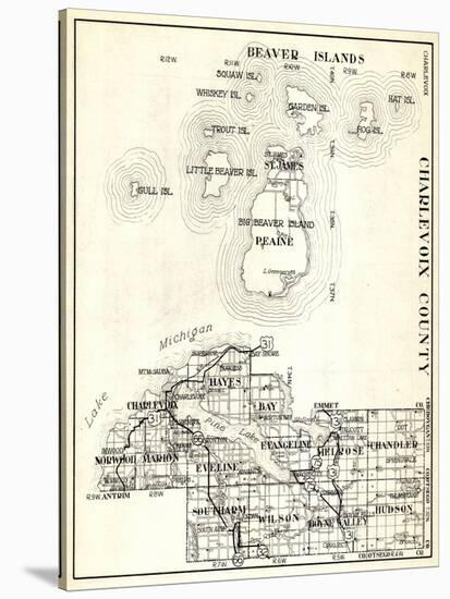 1930, Charlevoix County, St. James, Big Beaver Island, Peaine, Hayes, Evangeline, Chandler, Norwood-null-Stretched Canvas