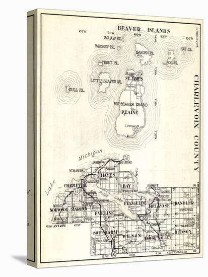 1930, Charlevoix County, St. James, Big Beaver Island, Peaine, Hayes, Evangeline, Chandler, Norwood-null-Stretched Canvas