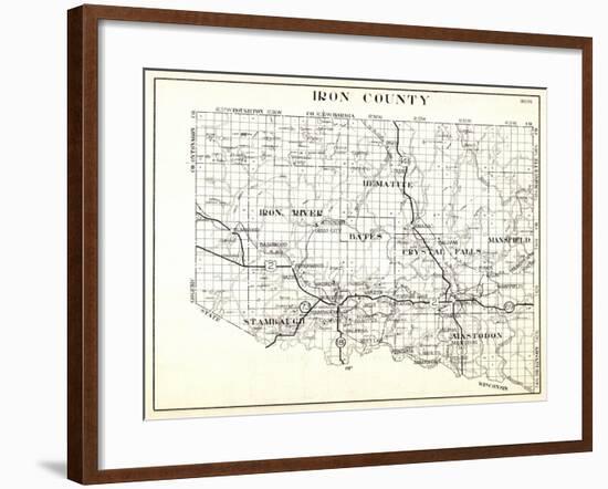 1930, Iron County, Hematite, Iron River, Bates, Crystal Falls, Mansfield, Stambaugh, Mastodon, Arms-null-Framed Giclee Print