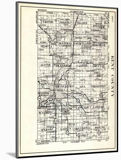 1930, Kent County, Tyrone, Solon, Nelson, Spencer, Sparta, Algoma, Courtland, Oakfield, Alpine, Gra-null-Mounted Giclee Print