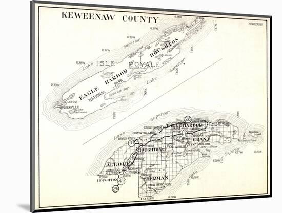 1930, Keweenaw County, Eagle Harbor, Houghton, Allouez, Sherman, Grank, Isle Royale, Michigan, Unit-null-Mounted Giclee Print