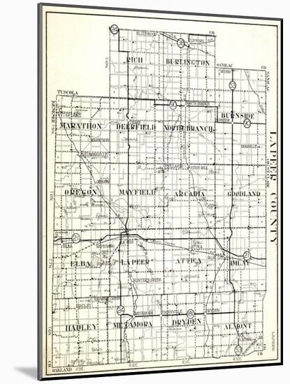 1930, Lapeer County, Rich, Burlington, Marathon, Deerfield, North Branch, Burnside, Oregon, Mayfiel-null-Mounted Giclee Print