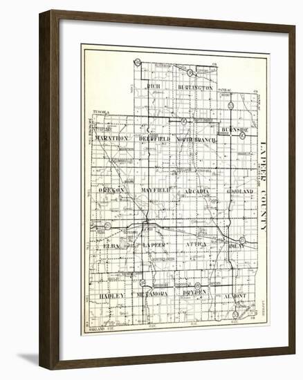 1930, Lapeer County, Rich, Burlington, Marathon, Deerfield, North Branch, Burnside, Oregon, Mayfiel-null-Framed Giclee Print