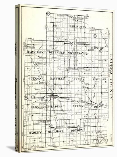 1930, Lapeer County, Rich, Burlington, Marathon, Deerfield, North Branch, Burnside, Oregon, Mayfiel-null-Stretched Canvas