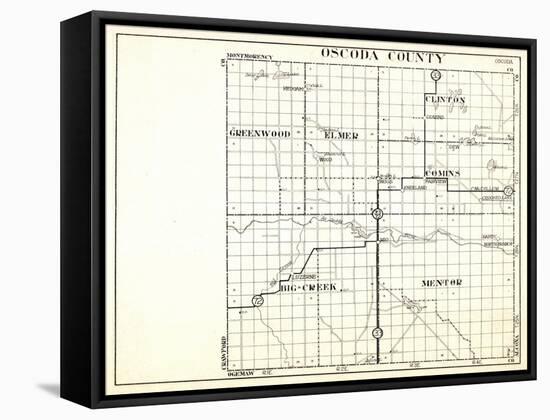 1930, Oscoda County, Greenwood, Elmer, Clinton, Comins, Big Creek, Mentor, Hardy, Luzerne, Michigan-null-Framed Stretched Canvas