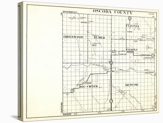 1930, Oscoda County, Greenwood, Elmer, Clinton, Comins, Big Creek, Mentor, Hardy, Luzerne, Michigan-null-Stretched Canvas