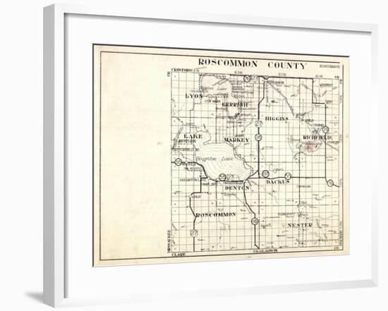 1930, Roscommon County, Lyon, Gerrish, Higgins, Lake, Markey, Richfield, Denton, Roscommon, Backus-null-Framed Giclee Print