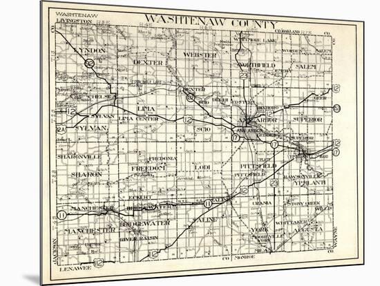 1930, Washtenaw County, Lyndon, Dexter, Webster, Salem, Superior, Ann Arbor, Bridgewater, Saline, M-null-Mounted Giclee Print