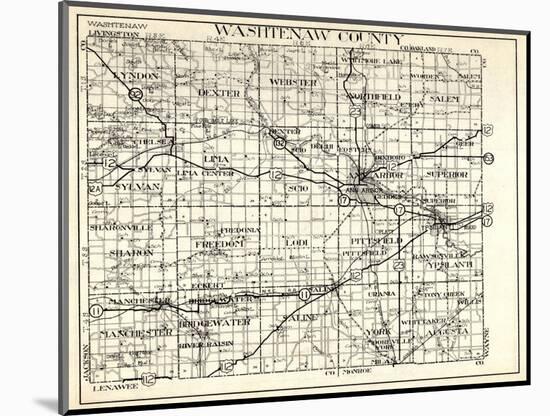1930, Washtenaw County, Lyndon, Dexter, Webster, Salem, Superior, Ann Arbor, Bridgewater, Saline, M-null-Mounted Giclee Print