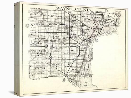 1930, Wayne County, Northville, Livonia, Plymouth, Van Huren, Romulus, Taylor, Browns Town, Sumpter-null-Stretched Canvas