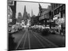 1930s 1934 NIGHT STREET SCENE ON BROADWAY LOOKING SOUTH TO TIMES SQUARE NEW YORK CITY USA-Panoramic Images-Mounted Photographic Print
