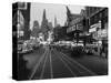 1930s 1934 NIGHT STREET SCENE ON BROADWAY LOOKING SOUTH TO TIMES SQUARE NEW YORK CITY USA-Panoramic Images-Stretched Canvas