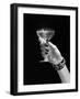 1930s 1940s 1950s WOMAN HAND ORNATE METAL BRACELET HOLDING UP NEW YEAR TOAST GLASS OF CHAMPAGNE...-Panoramic Images-Framed Photographic Print