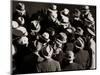 1930s-1940s Elevated View of Group Crowd of Men All Wearing Hats-null-Mounted Photographic Print