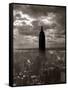 1930s-1940s Empire State Building Silhouetted Against High Gathering Storm Clouds Covering NYC-null-Framed Stretched Canvas