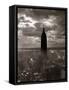 1930s-1940s Empire State Building Silhouetted Against High Gathering Storm Clouds Covering NYC-null-Framed Stretched Canvas