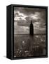 1930s-1940s Empire State Building Silhouetted Against High Gathering Storm Clouds Covering NYC-null-Framed Stretched Canvas