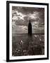 1930s-1940s Empire State Building Silhouetted Against High Gathering Storm Clouds Covering NYC-null-Framed Photographic Print